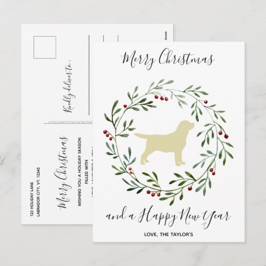 Yellow Labrador Merry kerstlabrador Retriever Feestdagenkaart (Voorkant / Achterkant)