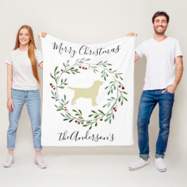 Yellow Labrador Merry kerstlabrador Retriever Fleece Deken