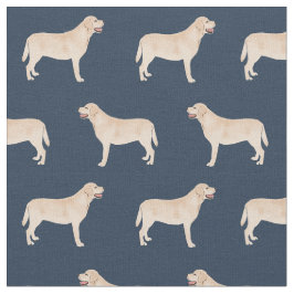 Yellow Labrador navy blue Stof