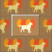 Yellow Labrador Outline Autumn Trees Toffee Stof (Delen)