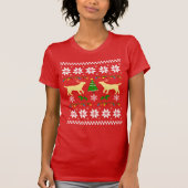Yellow Labrador Outline Ugly Christmas T-shirt (Voorkant)