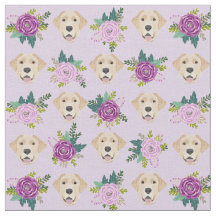 Yellow labrador paars floralpatroon