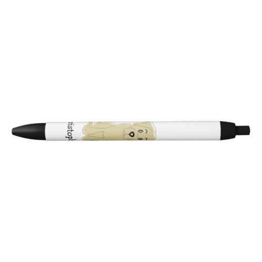 Yellow Labrador Personalized Zwarte Inkt Pen (Voorkant)