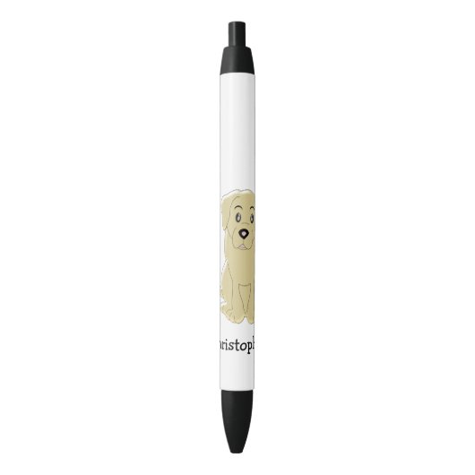 Yellow Labrador Personalized Zwarte Inkt Pen (Voorkant Verticaal)