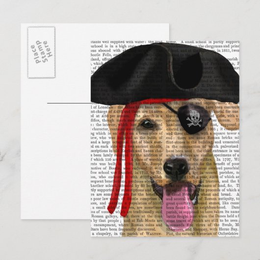 Yellow Labrador Pirate 2 Briefkaart (Voorkant / Achterkant)
