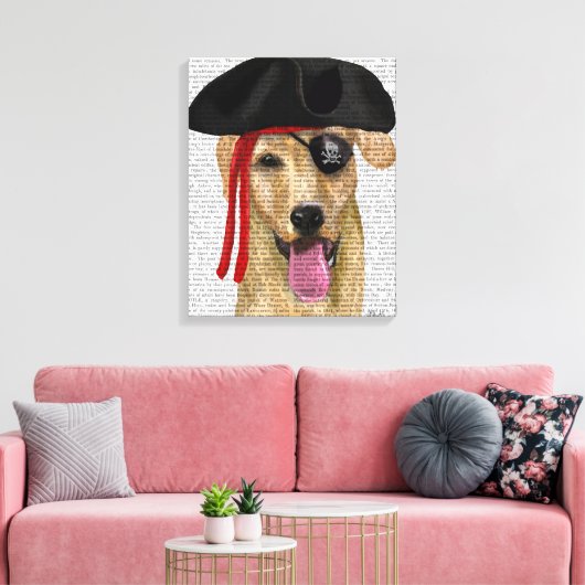 Yellow Labrador Pirate 2 Canvas Afdruk (Insitu (Woonkamer))