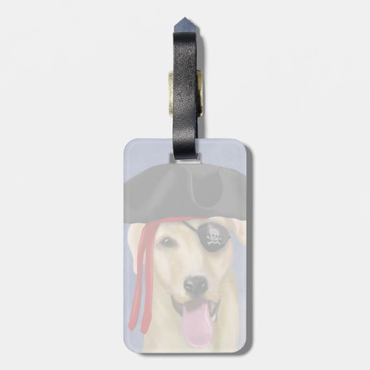 Yellow Labrador Pirate Bagagelabel (Achterkant verticaal)