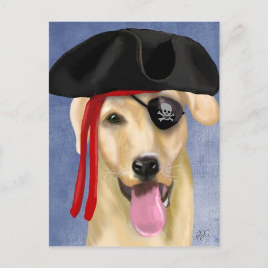 Yellow Labrador Pirate Briefkaart (Voorkant)
