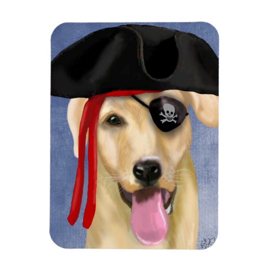 Yellow Labrador Pirate Magneet (Verticaal)