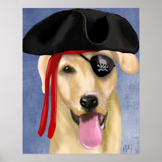 Yellow Labrador Pirate Poster (Voorkant)