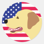 Yellow Labrador Profiel Amerikaanse vlag Ronde Sticker (Voorkant)