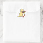 Yellow Labrador Puppy Bloemmand Cartoon Ronde Sticker (Tas)