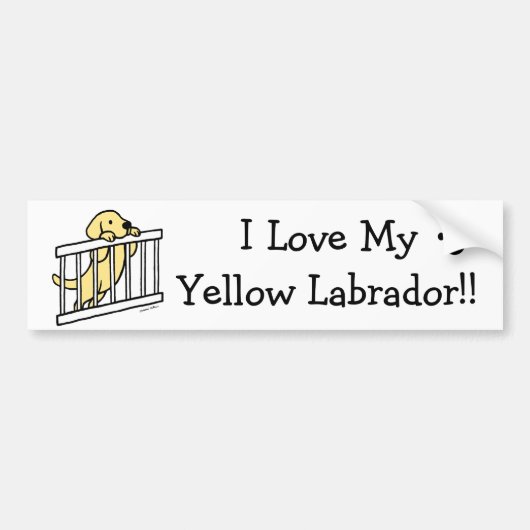 Yellow Labrador Puppy Cartoon Bumpersticker (Voorkant)
