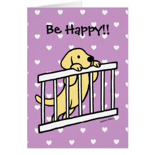 Yellow Labrador Puppy Cartoon Hearts