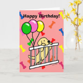 Yellow Labrador Puppy Cartoon Kaart (Gele Bloem)