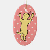 Yellow Labrador Puppy Hug Cartoon Keramisch Ornament (Rechts)