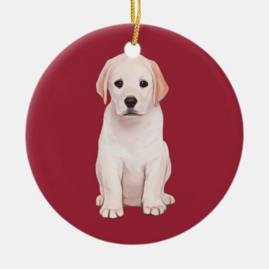 Yellow Labrador Puppy Keramisch Ornament (Voorkant)