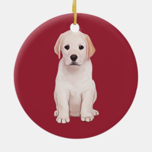 Yellow Labrador Puppy Keramisch Ornament (Achterkant)