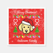 Yellow Labrador Puppy Kerstpatroonplaat Servet (Voorkant)