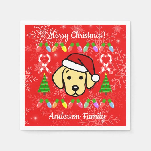 Yellow Labrador Puppy Kerstpatroonplaat Servet (Voorkant)