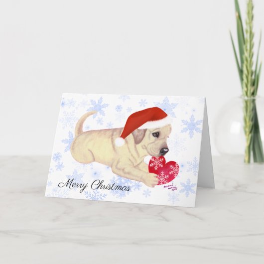 Yellow Labrador Puppy kerstsnowflake Feestdagen Kaart (Voorkant)