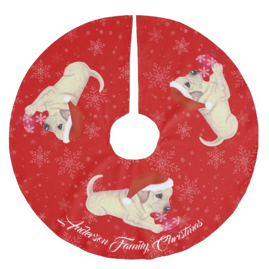 Yellow Labrador Puppy kerstsnowflake Kerstboom Rok (Voorkant)