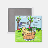 Yellow Labrador Puppy Pool Cartoon Magneet (Voorkant / Achterkant)
