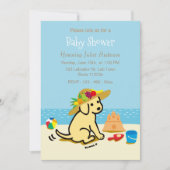 Yellow Labrador Puppy Straw Pet Baby shower Kaart (Voorkant)
