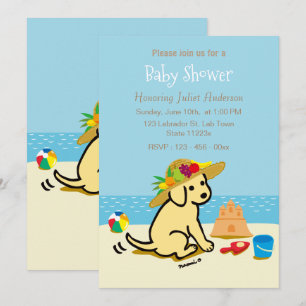Yellow Labrador Puppy Straw Pet Baby shower Kaart