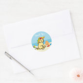 Yellow Labrador Puppy Straw Pet Cartoon Ronde Sticker (Envelop)