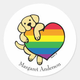 Yellow Labrador Rainbow Pride Ronde Sticker