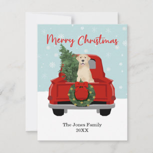 Yellow Labrador Red Kersttruck Feestdagenkaart