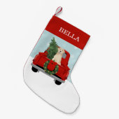 Yellow Labrador Red Kersttruck Kleine Kerstsok (Voorkant (Hangend))