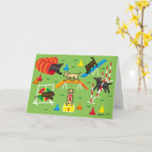 Yellow Labrador Retriever Agility Cartoon Kaart (Gele Bloem)