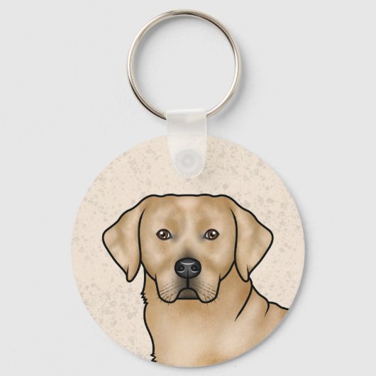 Yellow Labrador Retriever Art Schattige Lab Portre Sleutelhanger (Voorkant)