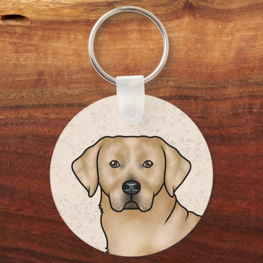 Yellow Labrador Retriever Art Schattige Lab Portre Sleutelhanger (Voorkant)