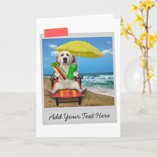 Yellow Labrador Retriever Beach Beer Card Kaart (Gele Bloem)
