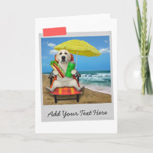 Yellow Labrador Retriever Beach Beer Card Kaart