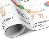 Yellow Labrador Retriever Cartoon Dog - Birthday Cadeaupapier (Rol Hoek)
