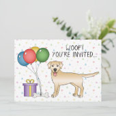 Yellow Labrador Retriever Cartoon Dog - Birthday Kaart (Staand voorkant)