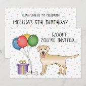 Yellow Labrador Retriever Cartoon Dog - Birthday Kaart (Voorkant / Achterkant)