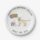 Yellow Labrador Retriever Cartoon Dog - Birthday Papieren Bordje (Voorkant)