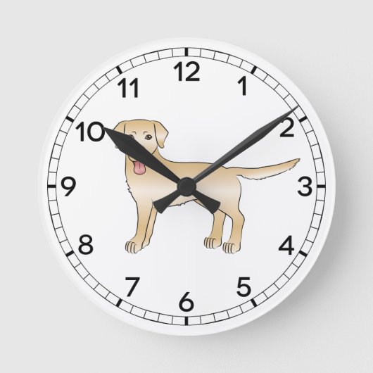 Yellow Labrador Retriever Cartoon Dog Illustratie Ronde Klok (Voorkant)