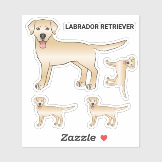 Yellow Labrador Retriever Cartoon Dog Illustratie Sticker (Vel)