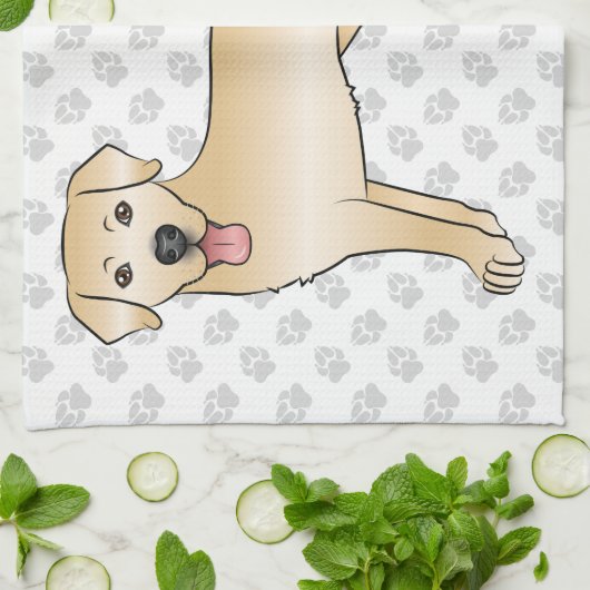 Yellow Labrador Retriever Cartoon Dog Illustratie Theedoek (Gevouwen)