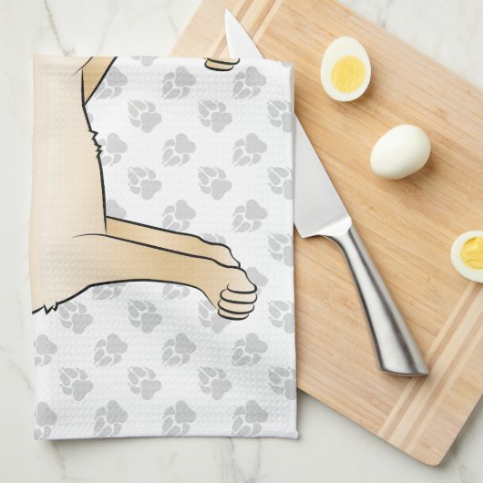 Yellow Labrador Retriever Cartoon Dog Illustratie Theedoek (Quarter Fold)