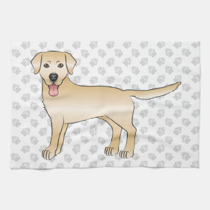 Yellow Labrador Retriever Cartoon Dog Illustratie Theedoek