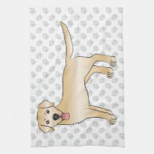 Yellow Labrador Retriever Cartoon Dog Illustratie Theedoek (Verticaal)