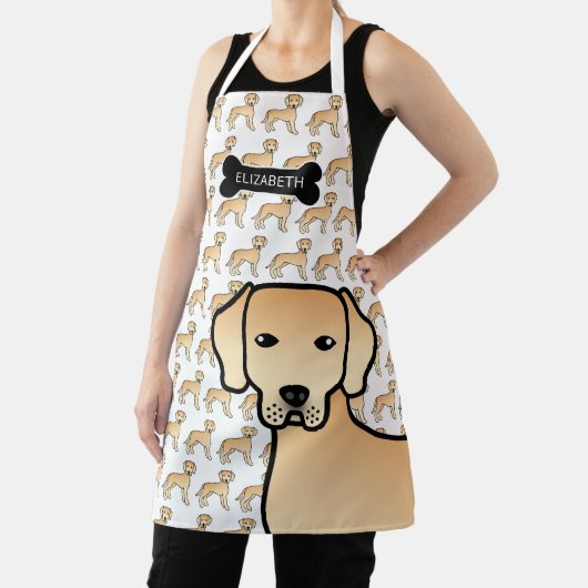 Yellow Labrador Retriever Cartoon Dog & Name Schort (Insitu)