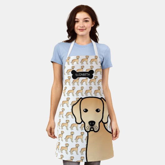 Yellow Labrador Retriever Cartoon Dog & Name Schort (Gedragen)